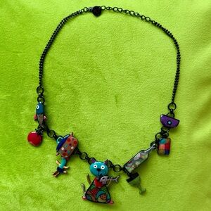 Colorful (Cat-themed) Funky Animal Charm Necklace